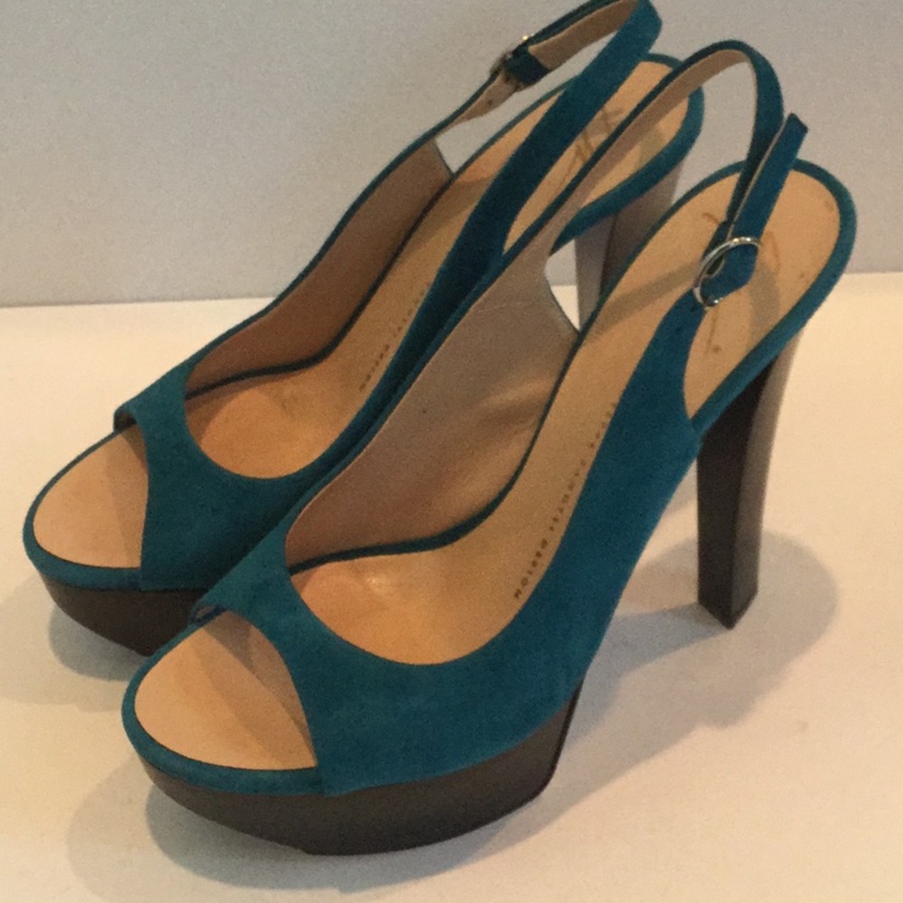 Giuseppe Zanotti teal suede heels